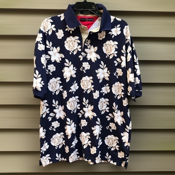 Tommy Hilfiger Blue Tropical Short Sleeve Polo L - Picture 4 of 16